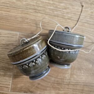 VINTAGE🍀Egg Coddlers. Pair of Irish WADE Porcelain Coddlers in Shamrock Pattern